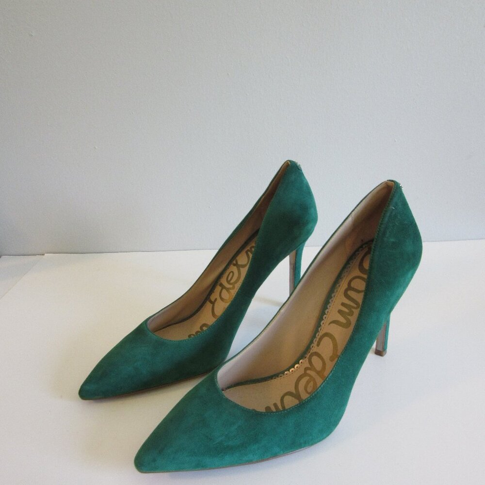 Sam Edelman Emerald Green Suede Pointed Toe Slip On Pumps Size 11